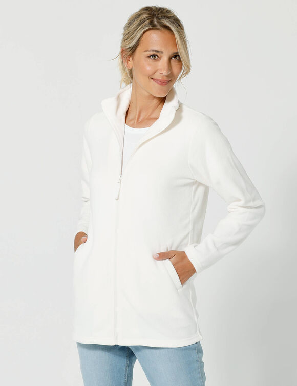 Veste polaire zippée manches longues (écru) Veste polaire zippée manches longues (écru)